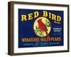 Red Bird Pear Crate Label - Pashastin, WA-Lantern Press-Framed Art Print