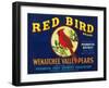 Red Bird Pear Crate Label - Pashastin, WA-Lantern Press-Framed Art Print