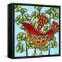 Red Bird-Carla Bank-Framed Stretched Canvas