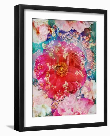 Red Blooming Rose Blossom with Cherry Blossoms Ornaments from Spring Trees-Alaya Gadeh-Framed Photographic Print