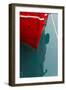 Red boat on the ocean, Narsarsuaq, Greenland-Keren Su-Framed Photographic Print