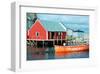 Red boathouse, Peggy's Cove-null-Framed Art Print