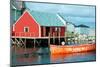 Red boathouse, Peggy's Cove-null-Mounted Art Print