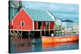 Red boathouse, Peggy's Cove-null-Stretched Canvas