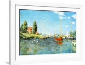 Red Boats at Argenteuil, c.1875-Claude Monet-Framed Art Print