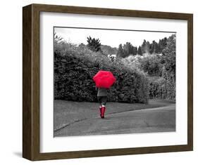 Red Boots and Umbrella-null-Framed Art Print