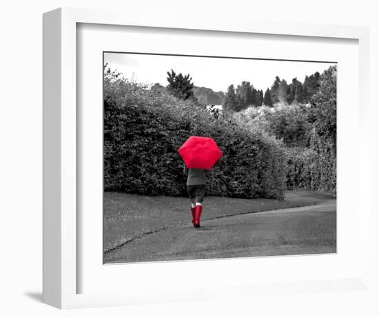 Red Boots and Umbrella-null-Framed Art Print