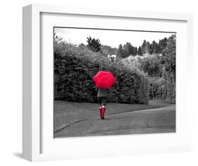 Red Boots and Umbrella-null-Framed Art Print