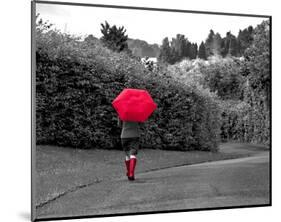 Red Boots and Umbrella-null-Mounted Art Print