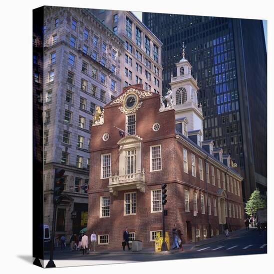 Red Brick Old State House, Boston, Massachusetts, New England, USA-Roy Rainford-Stretched Canvas