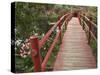 Red Bridge Over Pond in Magnolia Plantation, Charleston, South Carolina, USA-Adam Jones-Stretched Canvas