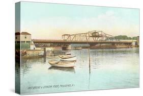 Red Bridge over Seekonk River, Providence, Rhode Island-null-Stretched Canvas