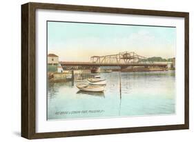 Red Bridge over Seekonk River, Providence, Rhode Island-null-Framed Art Print