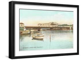 Red Bridge over Seekonk River, Providence, Rhode Island-null-Framed Art Print