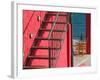 Red Building, Lourdata Beach, Lourdata, Kefalonia, Ionian Islands, Greece-Walter Bibikow-Framed Photographic Print