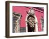 Red building with Christmas decorations, Catedral Restaurante, Oaxaca, Mexico, North America-Melissa Kuhnell-Framed Photographic Print