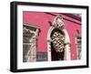 Red building with Christmas decorations, Catedral Restaurante, Oaxaca, Mexico, North America-Melissa Kuhnell-Framed Photographic Print