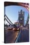 Red Bus on Tower Bridge, London, England, United Kingdom, Europe-Markus Lange-Stretched Canvas