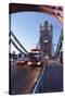 Red Bus on Tower Bridge, London, England, United Kingdom, Europe-Markus Lange-Stretched Canvas