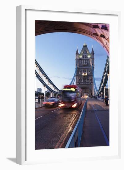 Red Bus on Tower Bridge, London, England, United Kingdom, Europe-Markus Lange-Framed Photographic Print