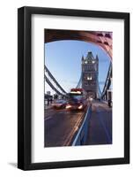 Red Bus on Tower Bridge, London, England, United Kingdom, Europe-Markus Lange-Framed Photographic Print