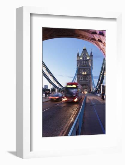 Red Bus on Tower Bridge, London, England, United Kingdom, Europe-Markus Lange-Framed Photographic Print