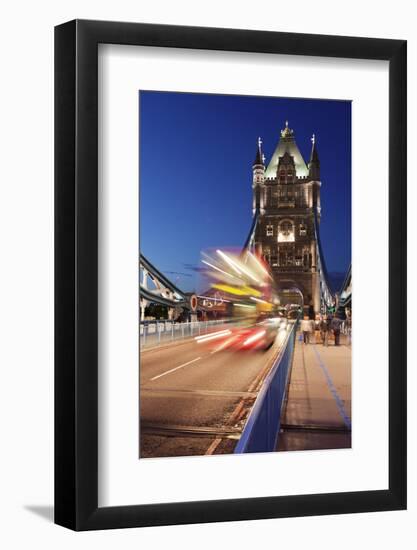 Red Bus on Tower Bridge, London, England, United Kingdom, Europe-Markus Lange-Framed Photographic Print