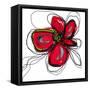 Red Butterfly Flower-Jan Weiss-Framed Stretched Canvas