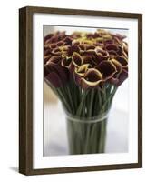 Red Calla Lilies in a Vase-Anthony Lanneretonne-Framed Photographic Print