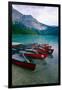 Red Canoes On Emerald Lake, British Columbia-George Oze-Framed Photographic Print