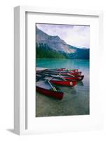 Red Canoes On Emerald Lake, British Columbia-George Oze-Framed Photographic Print