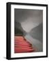 Red Canoes on Lake Louise, Banff National Park, Alberta, Canada-Walter Bibikow-Framed Photographic Print