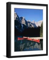 Red Canoes on Moraine Lake-James Randklev-Framed Photographic Print