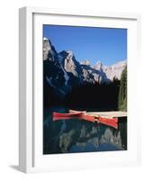 Red Canoes on Moraine Lake-James Randklev-Framed Photographic Print