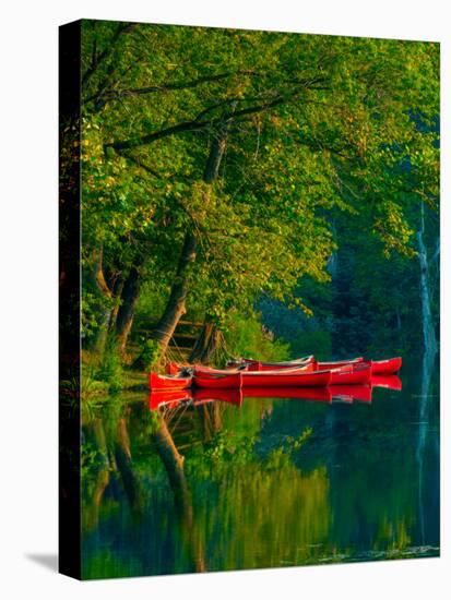 Red Canoes-Steven Maxx-Stretched Canvas