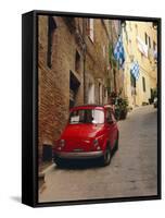 Red Car Parked in Narrow Street, Siena, Tuscany, Italy-Ruth Tomlinson-Framed Stretched Canvas