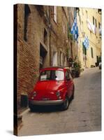 Red Car Parked in Narrow Street, Siena, Tuscany, Italy-Ruth Tomlinson-Stretched Canvas