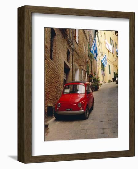 Red Car Parked in Narrow Street, Siena, Tuscany, Italy-Ruth Tomlinson-Framed Photographic Print