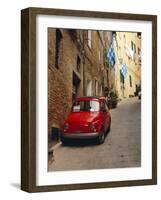 Red Car Parked in Narrow Street, Siena, Tuscany, Italy-Ruth Tomlinson-Framed Photographic Print