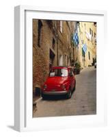 Red Car Parked in Narrow Street, Siena, Tuscany, Italy-Ruth Tomlinson-Framed Photographic Print