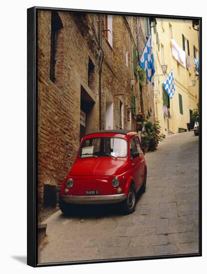 Red Car Parked in Narrow Street, Siena, Tuscany, Italy-Ruth Tomlinson-Framed Photographic Print