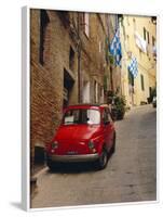 Red Car Parked in Narrow Street, Siena, Tuscany, Italy-Ruth Tomlinson-Framed Photographic Print