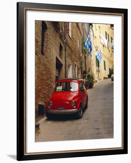 Red Car Parked in Narrow Street, Siena, Tuscany, Italy-Ruth Tomlinson-Framed Photographic Print