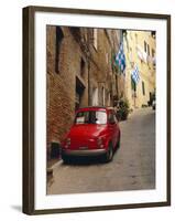 Red Car Parked in Narrow Street, Siena, Tuscany, Italy-Ruth Tomlinson-Framed Photographic Print