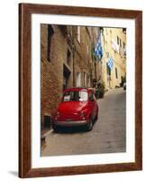 Red Car Parked in Narrow Street, Siena, Tuscany, Italy-Ruth Tomlinson-Framed Photographic Print