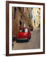 Red Car Parked in Narrow Street, Siena, Tuscany, Italy-Ruth Tomlinson-Framed Photographic Print