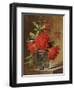 Red Carnations and a Sprig of Berries in a Glass on a Ledge-Gerard Van Spaendonck-Framed Giclee Print