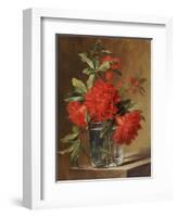 Red Carnations and a Sprig of Berries in a Glass on a Ledge-Gerard Van Spaendonck-Framed Giclee Print