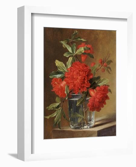 Red Carnations and a Sprig of Berries in a Glass on a Ledge-Gerard Van Spaendonck-Framed Giclee Print