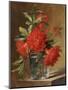 Red Carnations and a Sprig of Berries in a Glass on a Ledge-Gerard Van Spaendonck-Mounted Giclee Print